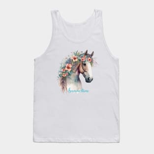 Summertime Horse With Flowers Tank Top